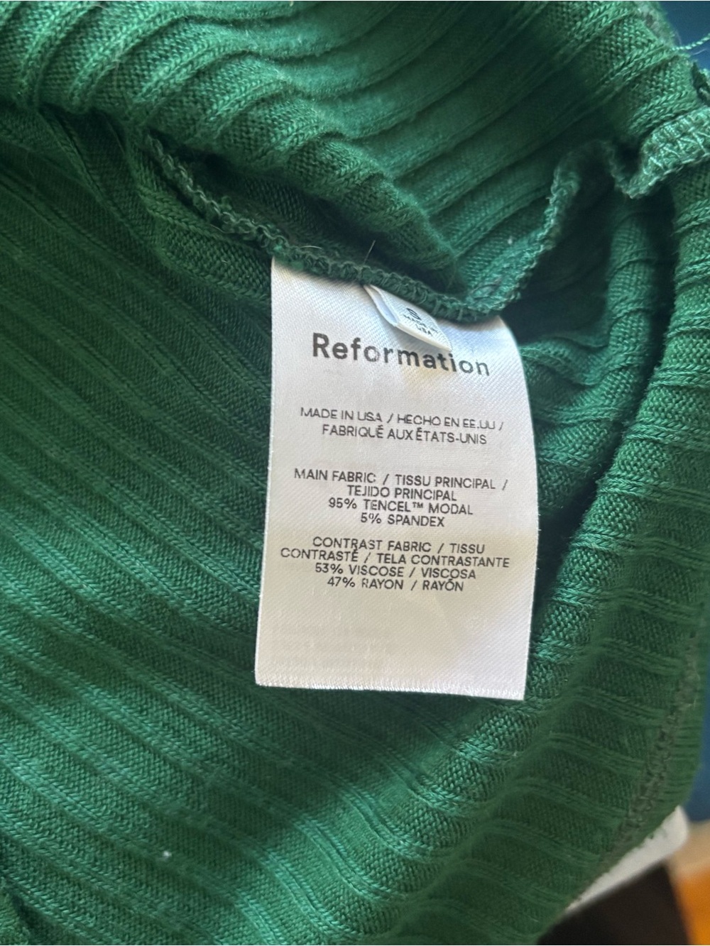 Reformation Emerald Ribbed Button-Front Cardigan - Picture 5 of 5